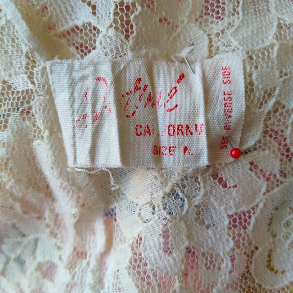 Vintage Intime California Floral Lace Open Front Coverup Lounge Nylon Top M - Picture 10 of 10